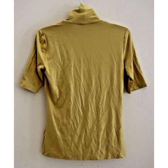 Lauren Ralph Lauren Women's Sz S Gold Metallic Stretch Jersey Turtleneck Top $80 - Picture 2 of 10